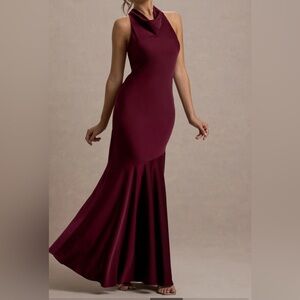 Elegant Burgundy Evening Gown- Club L